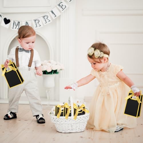 AmazingSpark 50 Pcs Black Gold Mini Gift Bags Bulk 6.3 x 3.9 x 2.8 Inch Party Favors Elegant Small Gift Bags with Handles and Ribbon Bows for Wedding Birthday Bridal Baby Shower Party Favors - Image 5