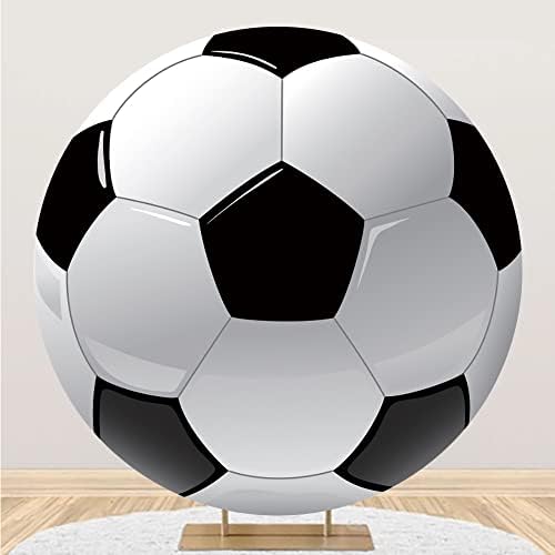 Renaiss 7.2x7.2ft Soccer Round Backdrop Covers for Photoshoot Boy Girl Kids Portrait Football 3D Printing Circle Photography Background Baby Shower Birthday Fans Events Party Decors Photo Booth Props - Image 4