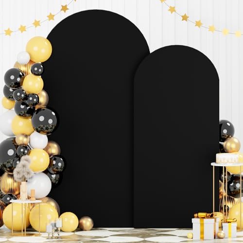 FOTSHARER 6FT 7.2FT Spandex Arch Cover Black Arch Stand Cover Set of 2 Wedding Arch Backdrop Cover for Chiara Wall Party Arch Fabric Cover Balloon Arch Covers Stretchy Backdrop for Halloween Decor by FOTSHARER