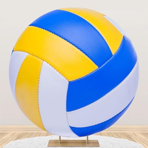 Renaiss 7.2x7.2ft Colorful Volleyball Round Backdrop Cover Yellow White Blue Volleyball Circle Photography Background Sports Themed Birthday Baby Shower Fans Athletes Party Decor Photo Booth Props by Renaiss