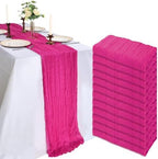 12 Pack 10Ft Hot Pink Cheesecloth Table Runner 23 x 120 Inch by CKIKU