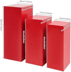 3PCS Square Red Pedestal Stands for Party Metal Pedestal Display Stands Dessert Table Decoration Pillars Cake Pedestal Plant Stands for Party Birthday Wedding Props - Image 5