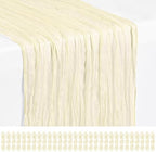 30 Pack Ivory Cheesecloth Table Runner 17x108 Inches Boho Home Decor by Showgeous