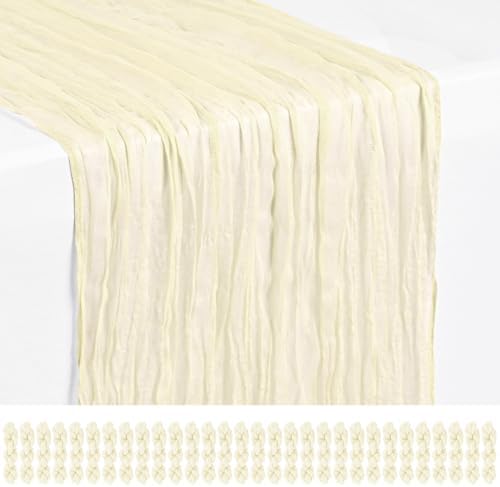30 Pack Ivory Cheesecloth Table Runner 17x108 Inches Boho Home Decor by Showgeous