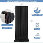 20x10ft Wrinkle Free Black Backdrop Curtain for Parties Soft Fabric Drapes Wedding Black Curtain Backdrop for Birthday Party Decorations Background for Photography 5x10ft, 4 Panels - Image 3