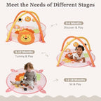 7-in-1 XL Large Baby Play Gym Mat, Tummy Time Mat, Baby Gym & Ball Pit, Baby Activity Mat with Milestone Cards & 6 Detachable Toys for Sensory Motor Skill, Lion - Image 4