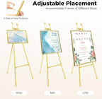 2pcs Wedding Welcome Sign Holder Portable Easel Display Stand for Poster Gold Metal Party Sign Stand Background Decor Tall Floor Easel Frame for Photo Reception Board Birthday Baby Bridal Shower Graduation (46.5''H) - Image 5