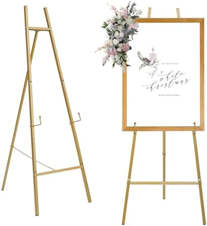 Heavy Duty Large Easel Stand for Mirror Display Wedding Sign(Gold 47'') by HAOVON