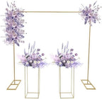 6.6Ftx6.6Ft Gold Wedding Arch Backdrop Stand Metal Square Wedding Arch Frame with 2pcs Flower Stand, Garden Balloon Photo Booth Decor for Ceremony Party Birthday Bridal Anniversary Arbor(6.6ftx 6.6ft+2pcs stand) by Unknown