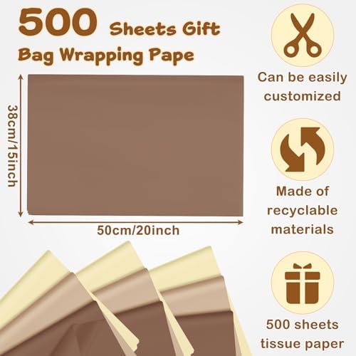 500 Sheets Kraft Brown Tissue Paper 15 x 20 Inch for Fall Harvest Gift Bags - Image 2