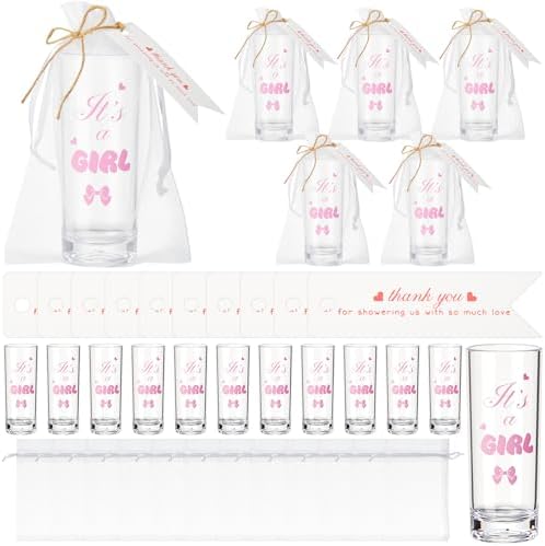 Sliner 50 Sets Baby Shower Shot Glass It's a Girl Gift Bulk for Guests by Sliner