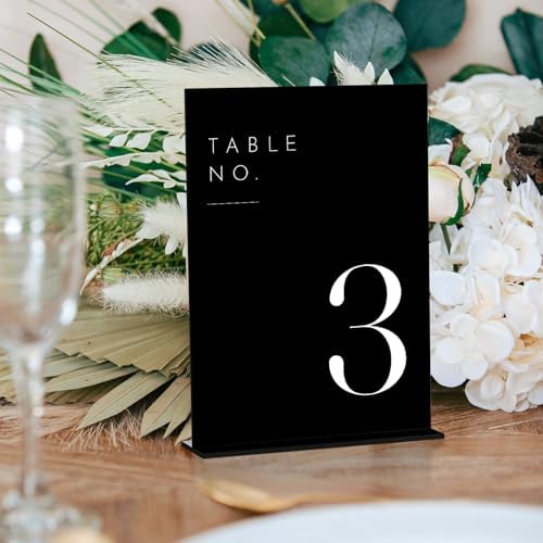 Wedding Black Table Numbers 1-30 with Stands, 5"x7" Black Acrylic Table Numbers with White Font for Wedding Party Reception (1-30, 5"x7") - Image 3