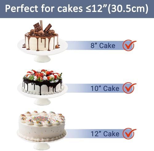 12 Inch Round White Ceramic Cake Stand, Decorative Cupcake Stand, Dessert Display Plates for Snacks and Cookies, Baby Shower, Birthday, Wedding Party Decor - Image 3