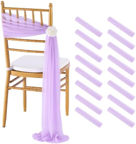 Fanqisi Light Purple Chair Sashes 16 Pieces 8ft Long Chair Designed Decorative Soft Chair Sashes for Wedding Aisle Chairs Decoration by Fanqisi
