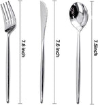 Rubtlamp 180 Pcs Silver Plastic Silverware, Silver Utensils Heavy Duty, Elegant Plastic Cutlery, Fancy Disposable Flatware, Forks Spoons and Knives Set For Party Mother's Day - Image 2