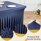 gogoparti 2 Pack Navy Blue Spandex Tablecloth for 4FT Rectangle Tables - Image 4