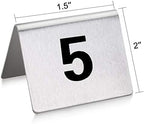 New Star Foodservice 27617 Stainless Steel Tent Style Table Number Card, 1-25, 1.5" x 2" Inch - Image 2