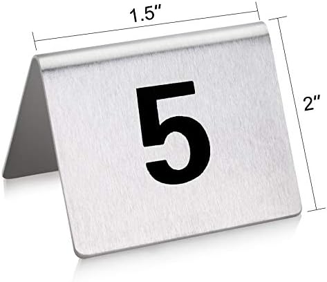 New Star Foodservice 27617 Stainless Steel Tent Style Table Number Card, 1-25, 1.5" x 2" Inch - Image 2