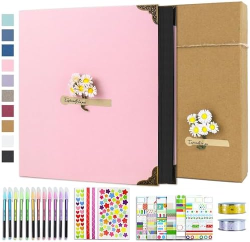 Vienrose DIY Scrapbook Photo Album Kit,12x12 Inch,60 Pages,Pink by Vienrose