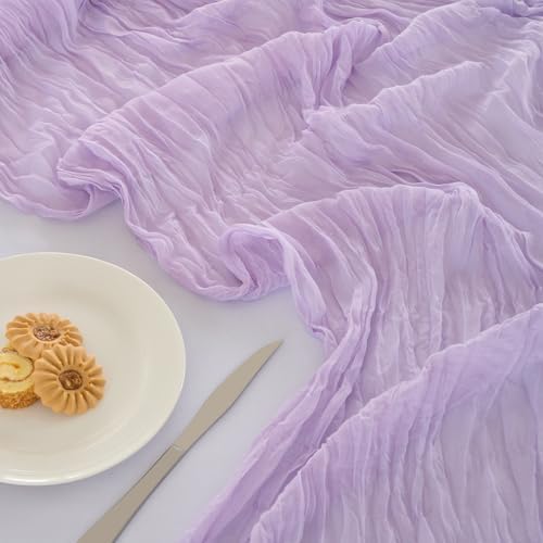 Fanami 6 Pack Cheesecloth Table Runner -10FT Lilac Boho Gauze Cheese Cloth Table Runner 120 Inches Long Rustic Sheer Fabric Centerpieces for Wedding Birthday Party Bridal Baby Shower Decorations - Image 2