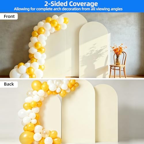 Hemmotop Stretchy Beige Arch Backdrop Cover Set, 7.2ft, 6.6ft, 6ft, 3-Piece - Image 7