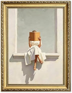 Minimalist Reader Wall Art Aesthetic Book Lover Wall Decor Picture Modern Girl Reading Window Poster Canvas Painting Print for Bedroom Living Library Room 24x16 inch Gold Framed by Unknown