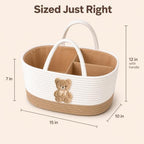 Baby Diaper Caddy Organizer, Teddy Bear Cotton Rope Nursery Basket - Image 3