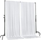 AK TRADING CO. 10 feet x 8 feet IFR Polyester Backdrop Drapes Curtains Panels with Rod Pockets - Wedding Ceremony Party Home Window Decorations - White - Image 3