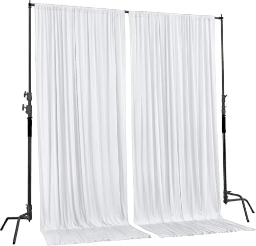AK TRADING CO. 10 feet x 8 feet IFR Polyester Backdrop Drapes Curtains Panels with Rod Pockets - Wedding Ceremony Party Home Window Decorations - White - Image 3