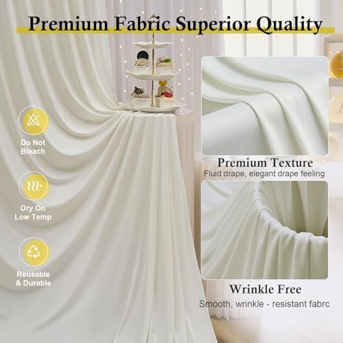 60ft x 12ft Wrinkle Free Ivory Backdrop Curtains for Parties, 12 Panels 12FT Long Silky Polyester Photo Backdrop Drapes Back Drop Cloth for Wedding Birthday Photography Background Decor - Image 2