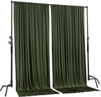 AK TRADING CO. 10 feet x 8 feet IFR Polyester Backdrop Drapes Curtains Panels with Rod Pockets - Wedding Ceremony Party Home Window Decorations - Olive Green - Image 2