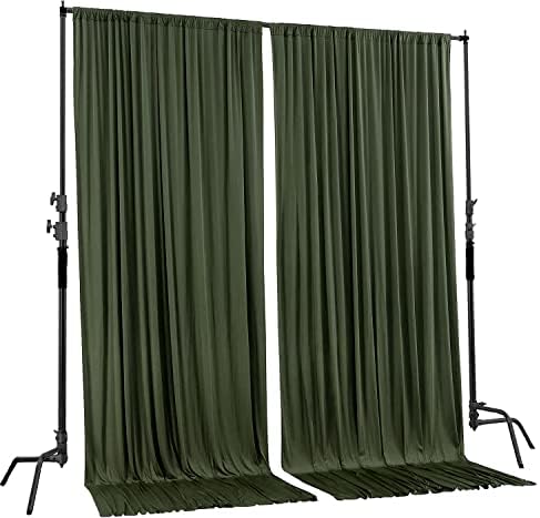 AK TRADING CO. 10 feet x 8 feet IFR Polyester Backdrop Drapes Curtains Panels with Rod Pockets - Wedding Ceremony Party Home Window Decorations - Olive Green - Image 2