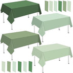 Whaline 16Pcs Sage Green Plastic Tablecloth 4 Green Series Colors Disposable Rectangle Table Cover Waterproof Table Cloth for Birthday Wedding Party Decoration Supplies, 54 x 108 Inch by Whaline