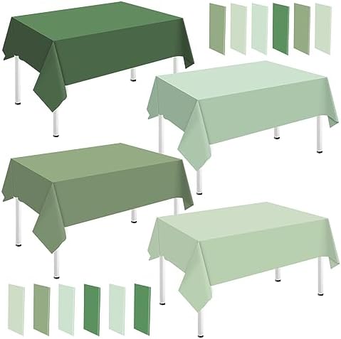Whaline 16Pcs Sage Green Plastic Tablecloth 4 Green Series Colors Disposable Rectangle Table Cover Waterproof Table Cloth for Birthday Wedding Party Decoration Supplies, 54 x 108 Inch by Whaline