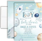 Custom Baby Shower Invites Outer Space Invitations for Boys, Pack of 20 5x7 Personalized Rocket Ship Galaxy Invites with Envelopes - Unique Outer Space Baby Shower Cards by AmandaCreation by AmandaCreation