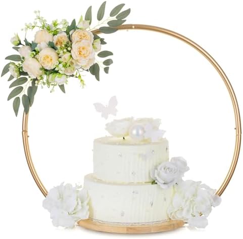 Hanobe Gold Cake Stand for Wedding, 11.7" Round Display Stands by Hanobe