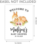 Andaz Press Custom Large Baby Shower Canvas Welcome Sign, 16 x 20 Inches, Woodland Deers, Guestbook Alternative, Personalized Sign Our Canvas, for Woodland Forest Animal Baby Shower, Baby Sprinkle - Image 5