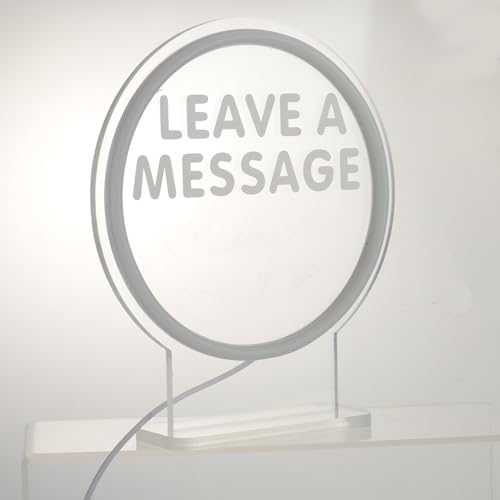 USB Acrylic Leave A Message Table Sign for Audio Guest Book Phone with Neon Table Sign for Wedding Party Birthdays Rentals Confessions Special Occasions (White) - Image 7