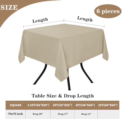 Fitable 6 Pack Nature Square Tablecloths 70x70 Inch for 2-4 Ft Tables - Image 5