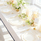 ejonirinjonir 180pcs Elegant Gold Rim Ivory Plastic Plates for Wedding Gala - Image 5