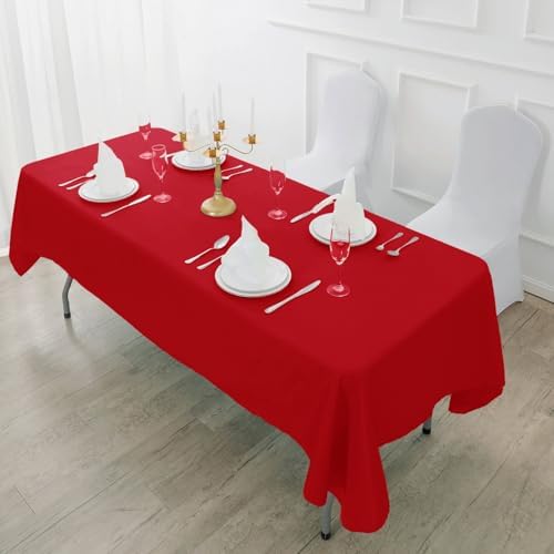 Fokitut 2 Pack Waterproof Rectangle Tablecloth, 60x102 Inch, Stain Resistant and Wrinkle Polyester Table Cloth, Fabric Table Cover for Kitchen Dining, Wedding, Party, Holiday Dinner-Red - Image 5