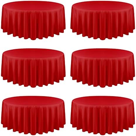 YMHPRIDE 6 Pack Round Tablecloths - Red Table Cloth, 90 Inch Polyester Round Table Cloth, Washable Fabric Table Covers for Wedding, Party, Dining, Banquet by YMHPRIDE