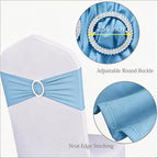 Pack of 50 Baby Blue Chair Sashes Bows Spandex Chair Bands Silver Buckles - Image 3
