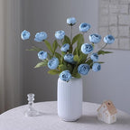 6 Pcs 27" Faux Silk Peony Artificial Flowers Stems for Vase (Dusty Blue) - Image 6