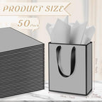 Yeaqee 50 Pcs Metallic Paepr Gift Bags Bulk with Handles,Grey Black - Image 2