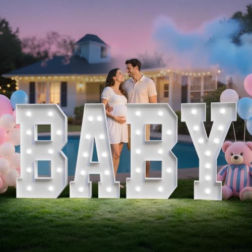 Baby Marquee Letters, 4FT White Lights Baby Shower Decorations - Image 2