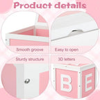 Novabright Wooden Baby Shower Box, ABC Letters Gift Chest Decor, Pink - Image 3