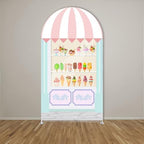 Arch Backdrop Cover Ice Cream Sprinkles Girls Birthday Party Decorations Arch Frame Fabric Cover Sweet ONE Candy Pink Baby Shower Baptism Parties (6.6x3.3ft Cover,shop1) - Image 2