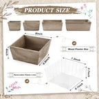 Dandat 8 Set 8 Inch Wooden Flower Box Rustic Table Centerpieces,Brown - Image 2