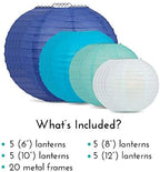 PaperLanternStore.com Ultimate 20pc Sky Blue Variety Paper Lantern Party Pack - Assorted Sizes of 6, 8, 10, 12 Inch (5 Round Lanterns Each) for Weddings, Birthday, Events and Decor by Quasimoon - Image 3